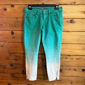 PRANA Jett Green White Ombré Ankle Skinny Jeans 0/25